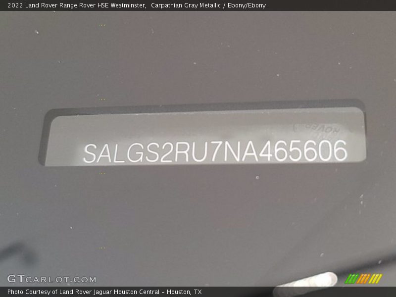 Carpathian Gray Metallic / Ebony/Ebony 2022 Land Rover Range Rover HSE Westminster