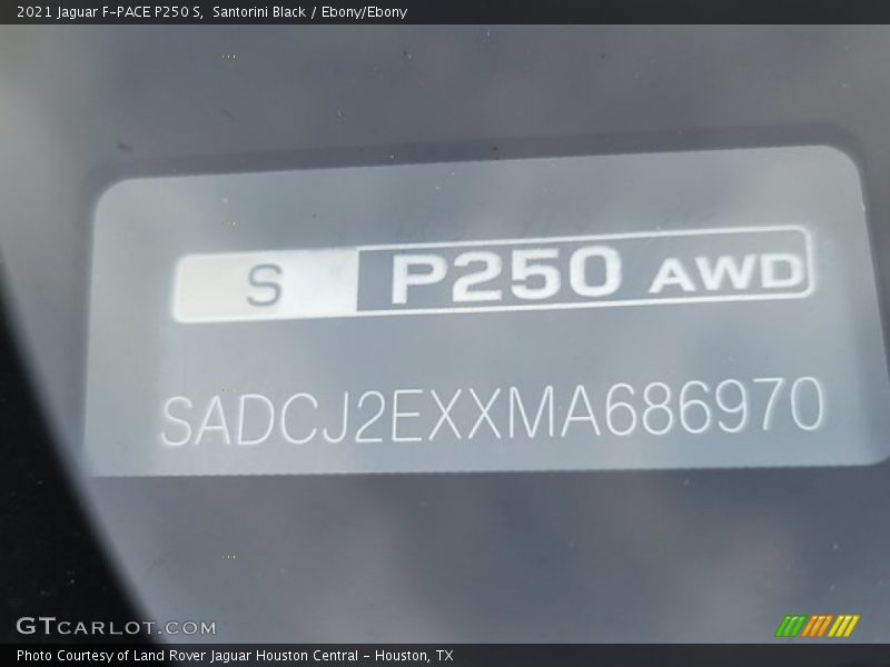Santorini Black / Ebony/Ebony 2021 Jaguar F-PACE P250 S