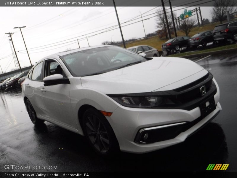 Platinum White Pearl / Black 2019 Honda Civic EX Sedan