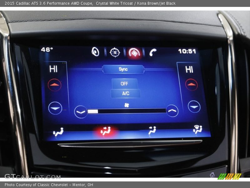 Crystal White Tricoat / Kona Brown/Jet Black 2015 Cadillac ATS 3.6 Performance AWD Coupe