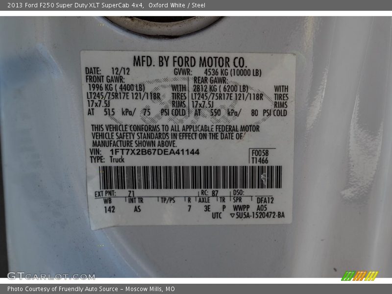Oxford White / Steel 2013 Ford F250 Super Duty XLT SuperCab 4x4