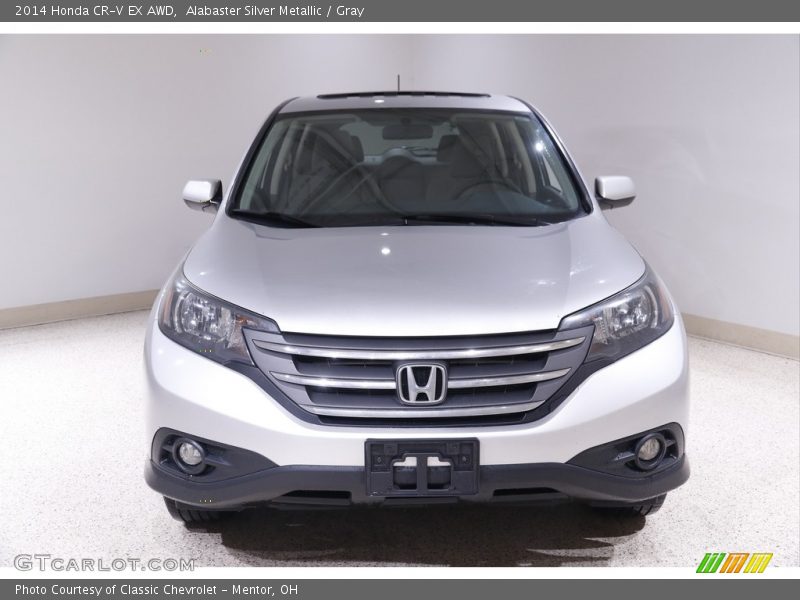 Alabaster Silver Metallic / Gray 2014 Honda CR-V EX AWD