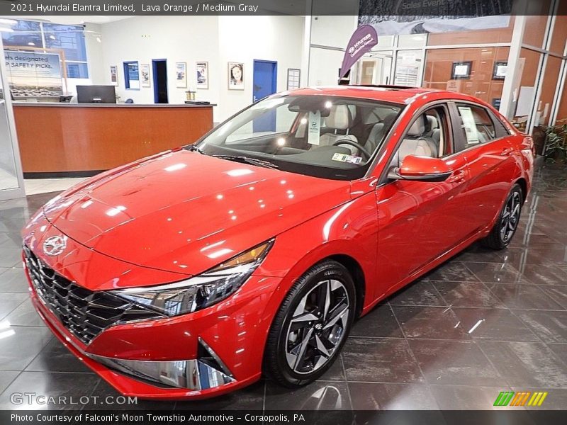 Lava Orange / Medium Gray 2021 Hyundai Elantra Limited