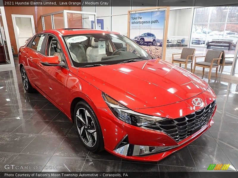 Lava Orange / Medium Gray 2021 Hyundai Elantra Limited