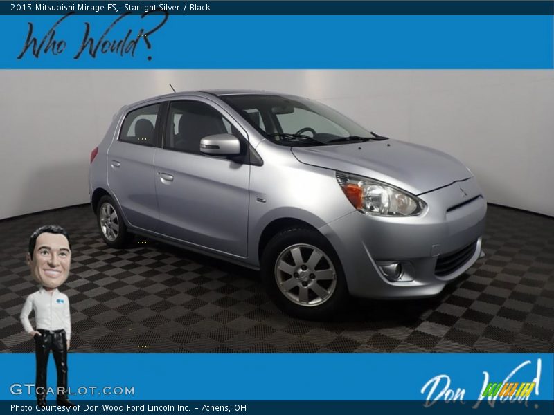 Starlight Silver / Black 2015 Mitsubishi Mirage ES