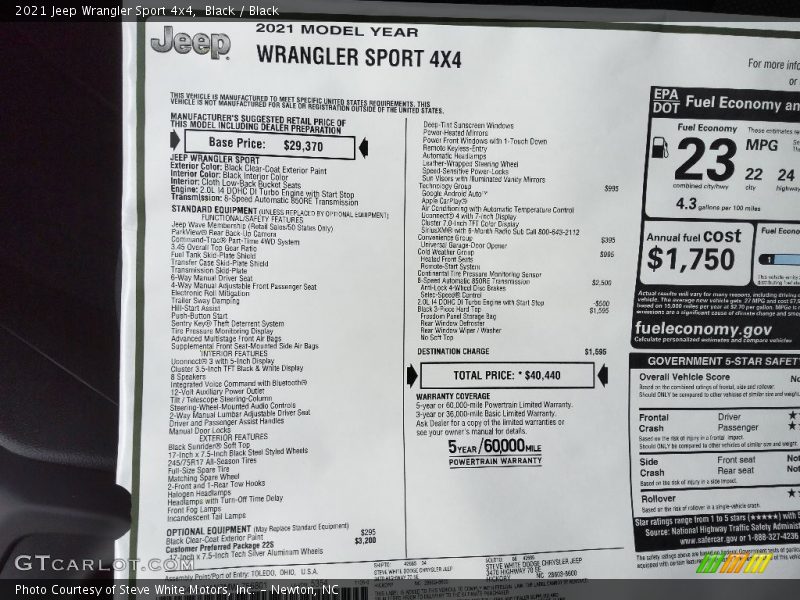 Black / Black 2021 Jeep Wrangler Sport 4x4