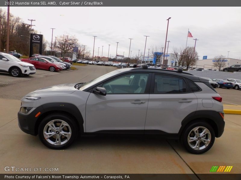 Cyber Silver / Gray/Black 2022 Hyundai Kona SEL AWD