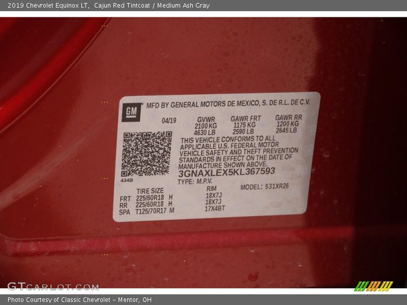 Cajun Red Tintcoat / Medium Ash Gray 2019 Chevrolet Equinox LT