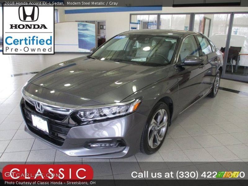 Modern Steel Metallic / Gray 2018 Honda Accord EX-L Sedan