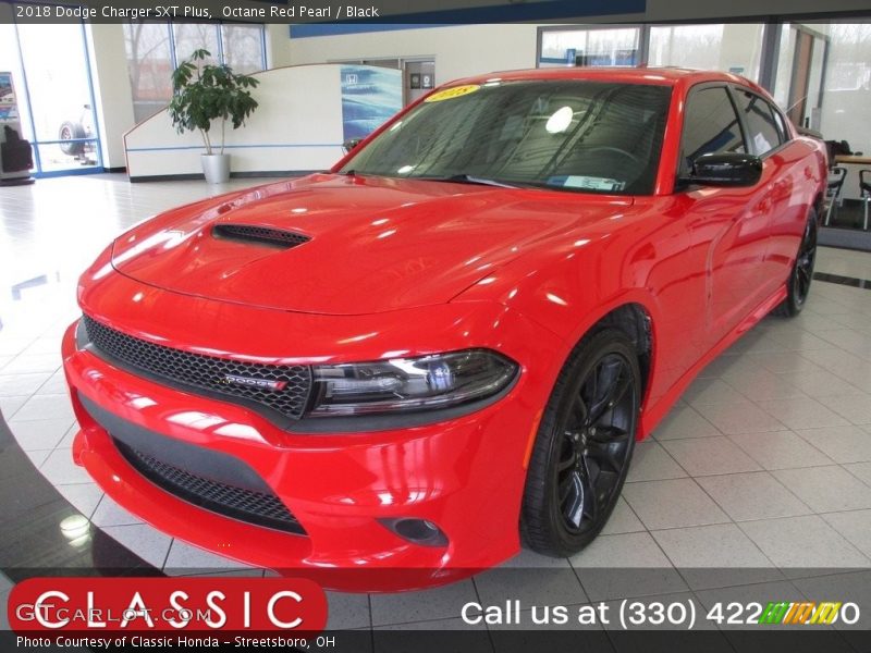 Octane Red Pearl / Black 2018 Dodge Charger SXT Plus