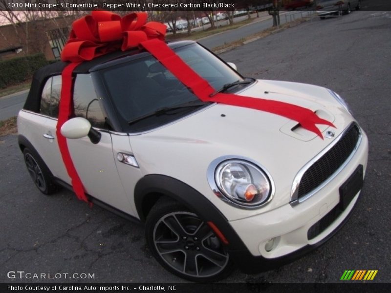 Pepper White / Checkered Carbon Black/Black 2010 Mini Cooper S Convertible