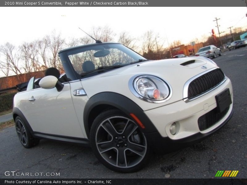 Pepper White / Checkered Carbon Black/Black 2010 Mini Cooper S Convertible