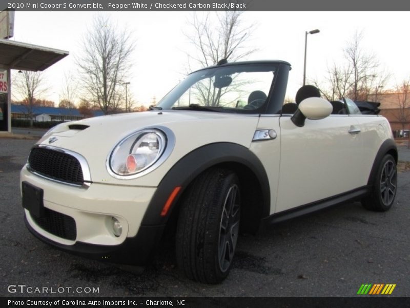 Pepper White / Checkered Carbon Black/Black 2010 Mini Cooper S Convertible