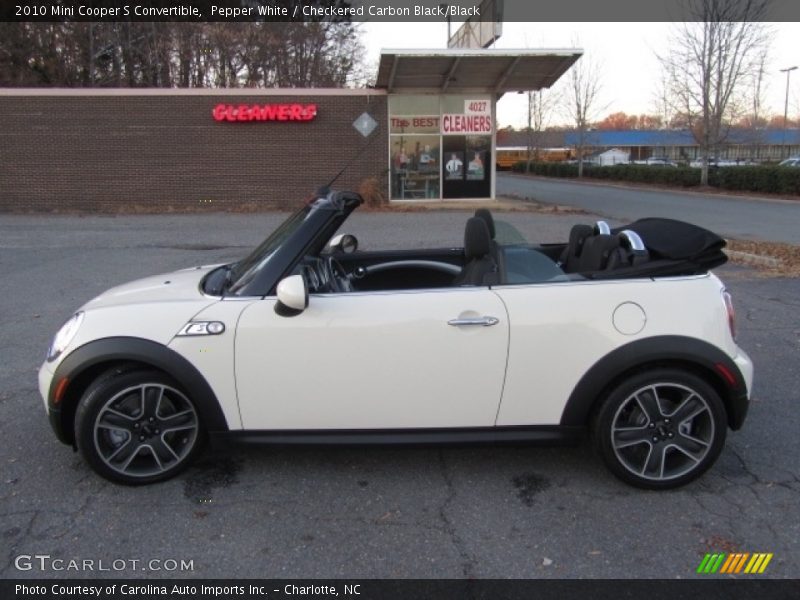 Pepper White / Checkered Carbon Black/Black 2010 Mini Cooper S Convertible