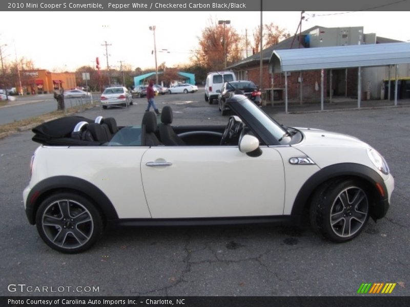 Pepper White / Checkered Carbon Black/Black 2010 Mini Cooper S Convertible