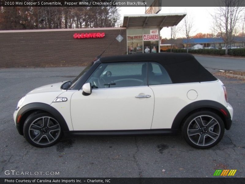 Pepper White / Checkered Carbon Black/Black 2010 Mini Cooper S Convertible