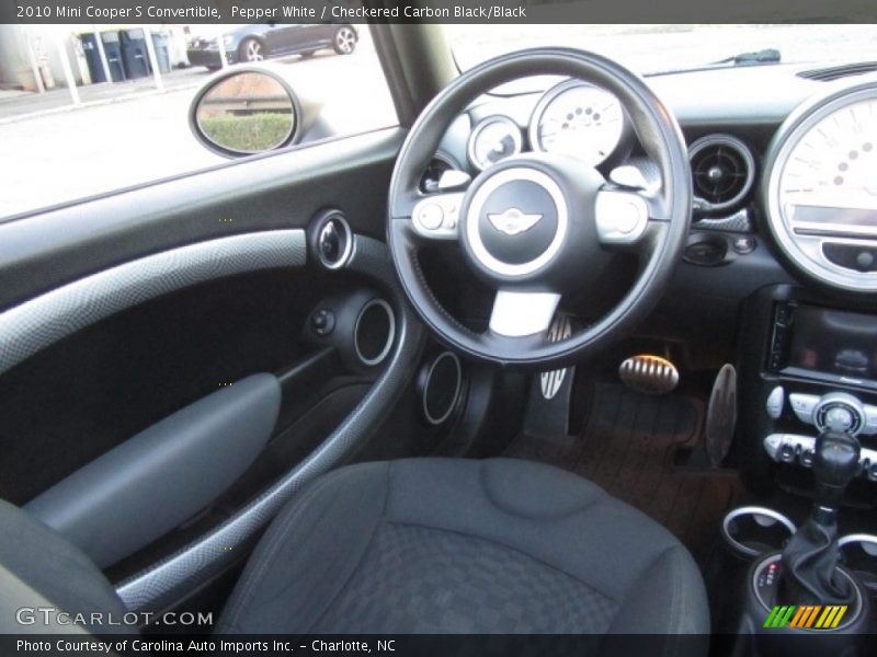 Pepper White / Checkered Carbon Black/Black 2010 Mini Cooper S Convertible