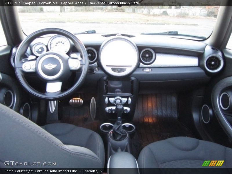 Pepper White / Checkered Carbon Black/Black 2010 Mini Cooper S Convertible