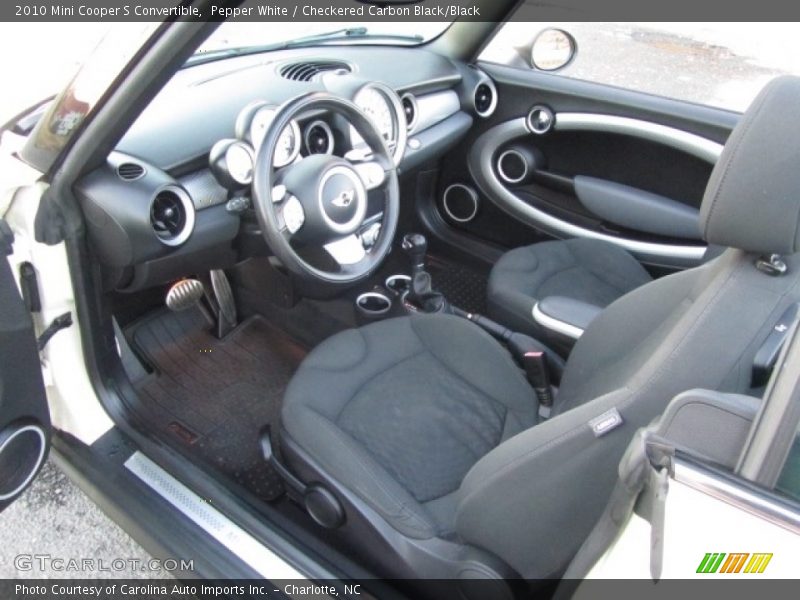 Pepper White / Checkered Carbon Black/Black 2010 Mini Cooper S Convertible