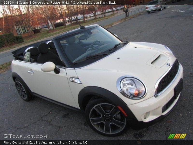Pepper White / Checkered Carbon Black/Black 2010 Mini Cooper S Convertible