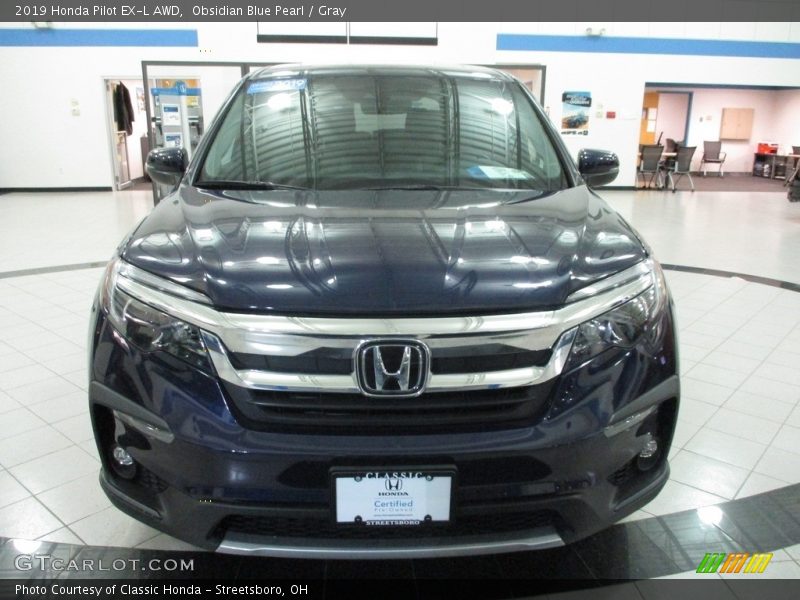 Obsidian Blue Pearl / Gray 2019 Honda Pilot EX-L AWD