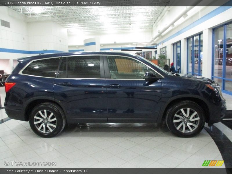 Obsidian Blue Pearl / Gray 2019 Honda Pilot EX-L AWD