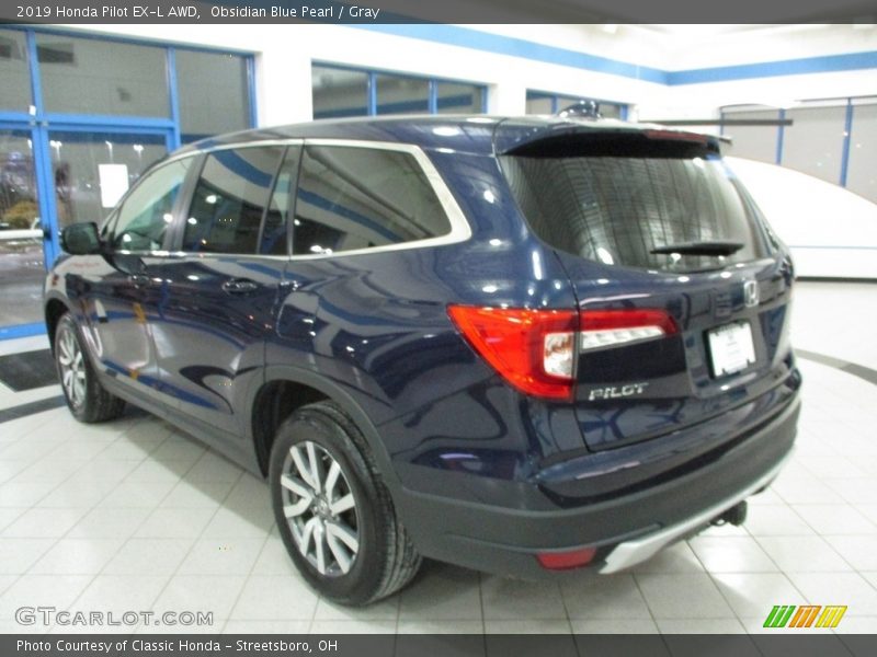 Obsidian Blue Pearl / Gray 2019 Honda Pilot EX-L AWD