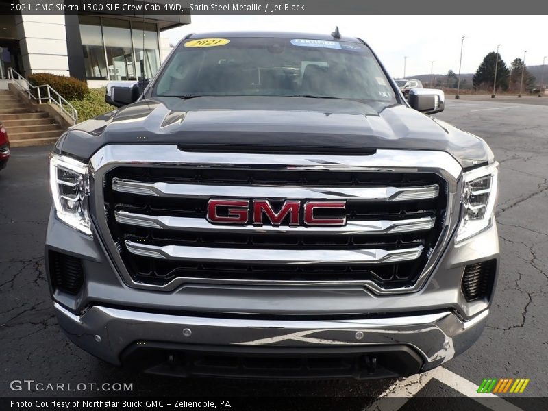 Satin Steel Metallic / Jet Black 2021 GMC Sierra 1500 SLE Crew Cab 4WD