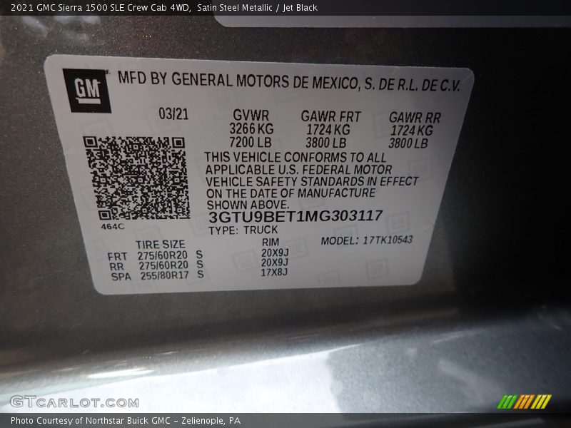 Satin Steel Metallic / Jet Black 2021 GMC Sierra 1500 SLE Crew Cab 4WD
