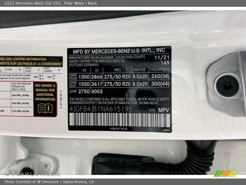 Polar White / Black 2022 Mercedes-Benz GLE 350