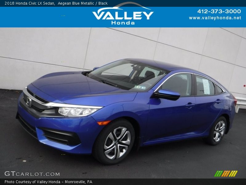 Aegean Blue Metallic / Black 2018 Honda Civic LX Sedan