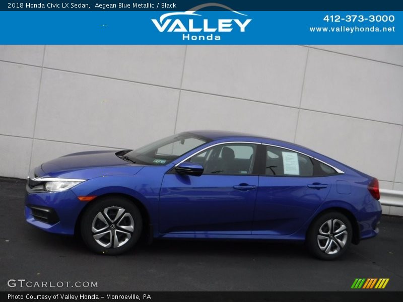 Aegean Blue Metallic / Black 2018 Honda Civic LX Sedan