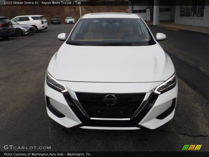 Aspen White Tricoat / Tan 2020 Nissan Sentra SV