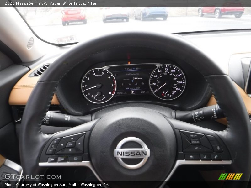 Aspen White Tricoat / Tan 2020 Nissan Sentra SV