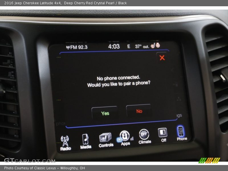 Deep Cherry Red Crystal Pearl / Black 2016 Jeep Cherokee Latitude 4x4