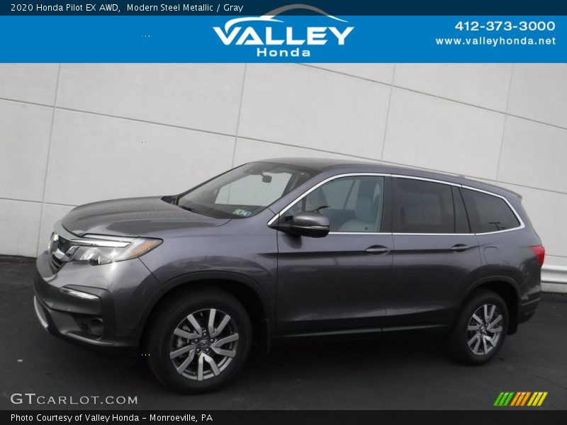 Modern Steel Metallic / Gray 2020 Honda Pilot EX AWD