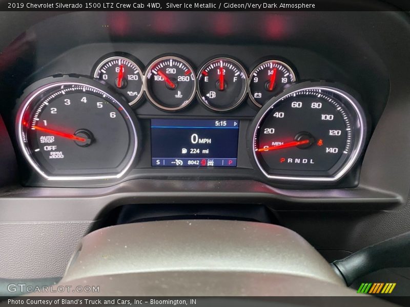 Silver Ice Metallic / Gideon/Very Dark Atmosphere 2019 Chevrolet Silverado 1500 LTZ Crew Cab 4WD