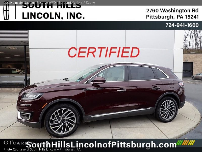 Burgundy Velvet / Ebony 2019 Lincoln Nautilus Reserve AWD