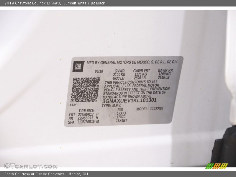 Summit White / Jet Black 2019 Chevrolet Equinox LT AWD