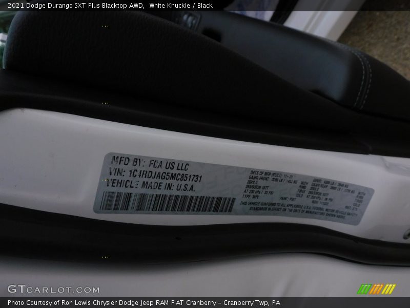 White Knuckle / Black 2021 Dodge Durango SXT Plus Blacktop AWD