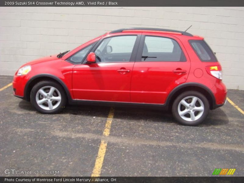 Vivid Red / Black 2009 Suzuki SX4 Crossover Technology AWD