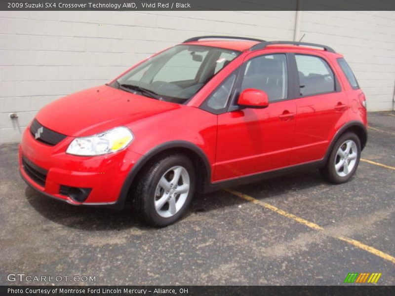 Vivid Red / Black 2009 Suzuki SX4 Crossover Technology AWD