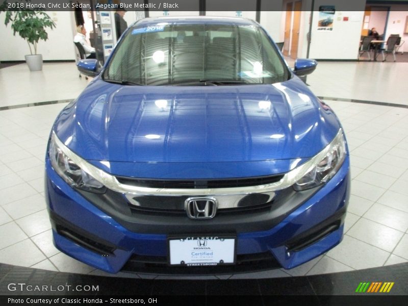 Aegean Blue Metallic / Black 2018 Honda Civic LX Sedan