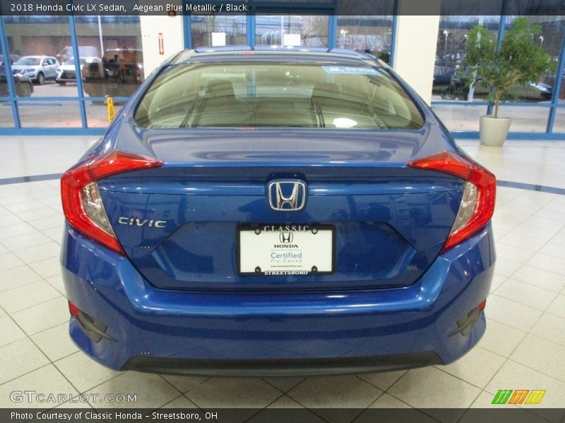 Aegean Blue Metallic / Black 2018 Honda Civic LX Sedan