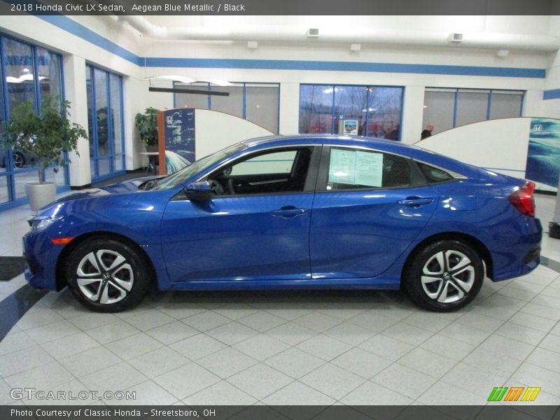 Aegean Blue Metallic / Black 2018 Honda Civic LX Sedan