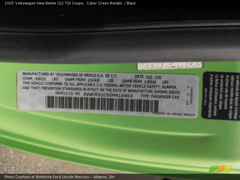 Cyber Green Metallic / Black 2005 Volkswagen New Beetle GLS TDI Coupe