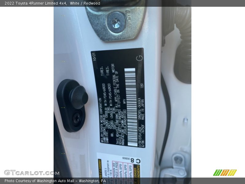 White / Redwood 2022 Toyota 4Runner Limited 4x4
