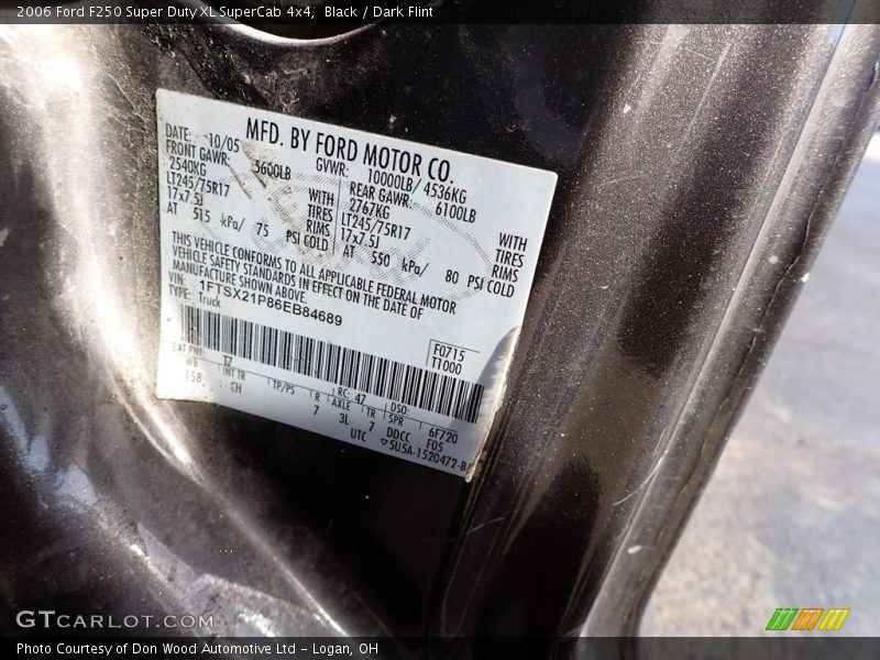 Black / Dark Flint 2006 Ford F250 Super Duty XL SuperCab 4x4