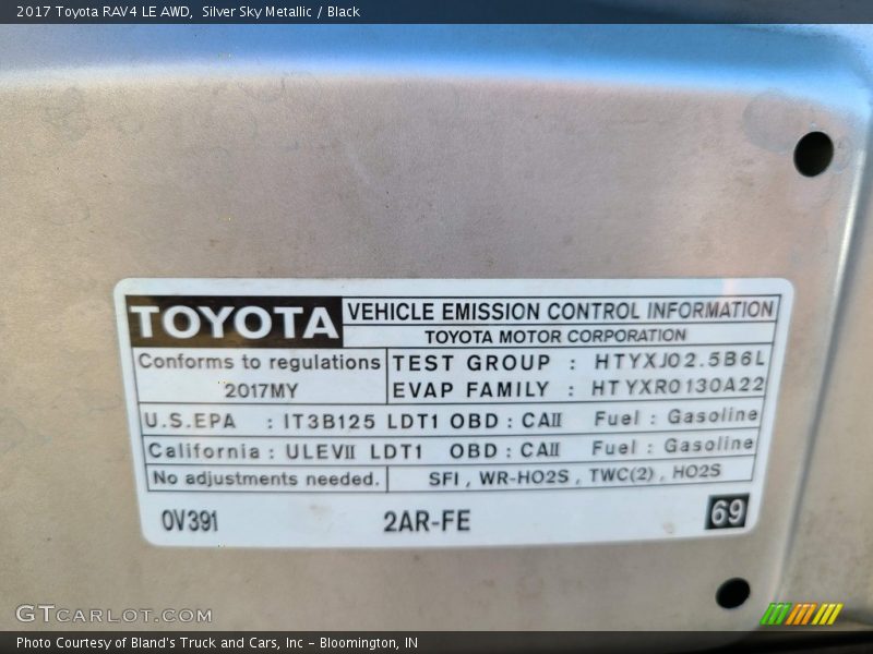 Silver Sky Metallic / Black 2017 Toyota RAV4 LE AWD
