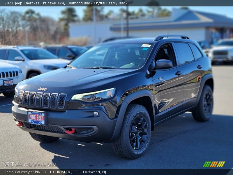 Diamond Black Crystal Pearl / Black 2021 Jeep Cherokee Traihawk 4x4